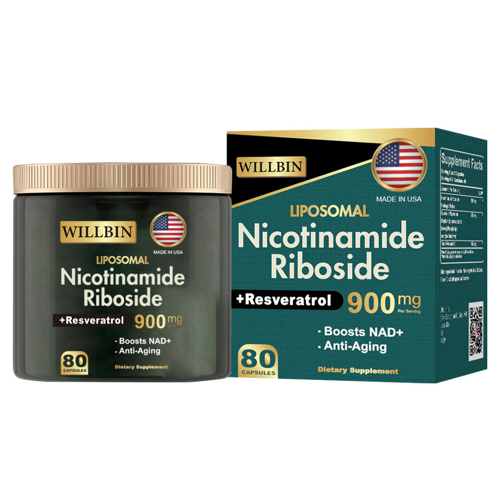 NAD⁺ Nicotinamide Riboside Resveratrol 900 mg, NAD+ Supplement with Nicotinamide Riboside, Liposomal Nicotinamide Riboside for Vitality & Anti-Aging Support Energy Focus, 80 Capsules